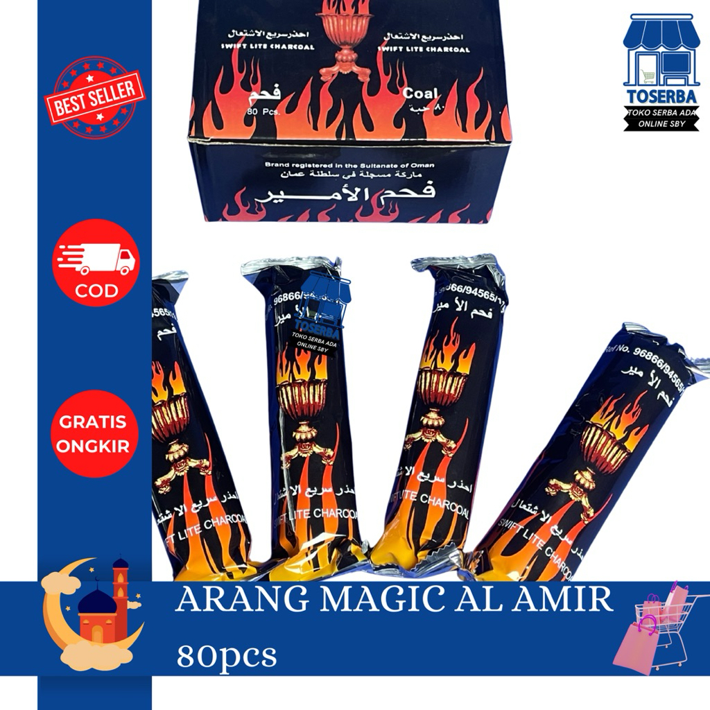 Arang Magic Alamir AlRahal isi 80, Areng bulat Donat, Bakar Bukhur