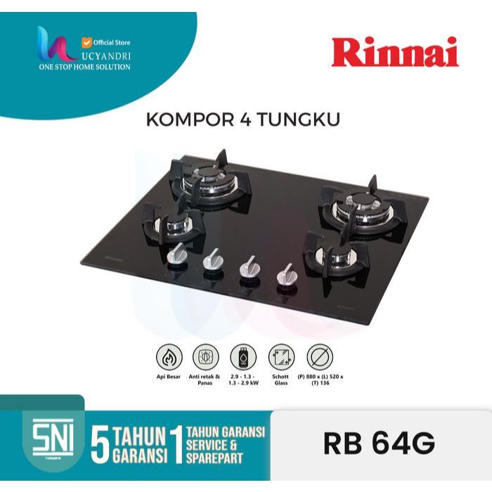 RINNAI RB-64G Kompor Gas Tanam 4 Tungku (Garansi Resmi) RB 64 G ORI