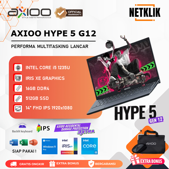 LAPTOP AXIOO HYPE 5 G12 I5 1235 16GB RAM 512GB SSD WINDOWS 11 FULL HD IPS