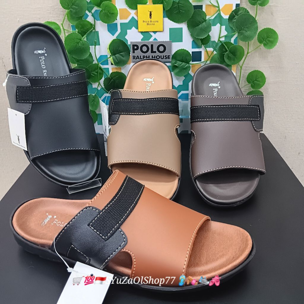 [Bisa COD/100% Original/Art AUTO 05] Sandal Pria POLO RALPH HOUSE/Sandal Casual Pria/Sandal Slide/Sa