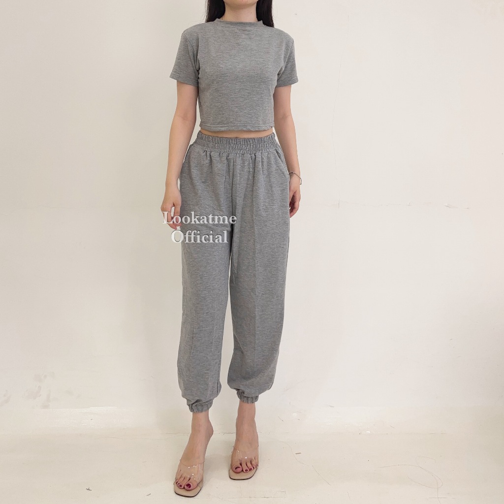 ZOEY SET - Set Wanita Zoey / Jogger + Crop Top Premium Set