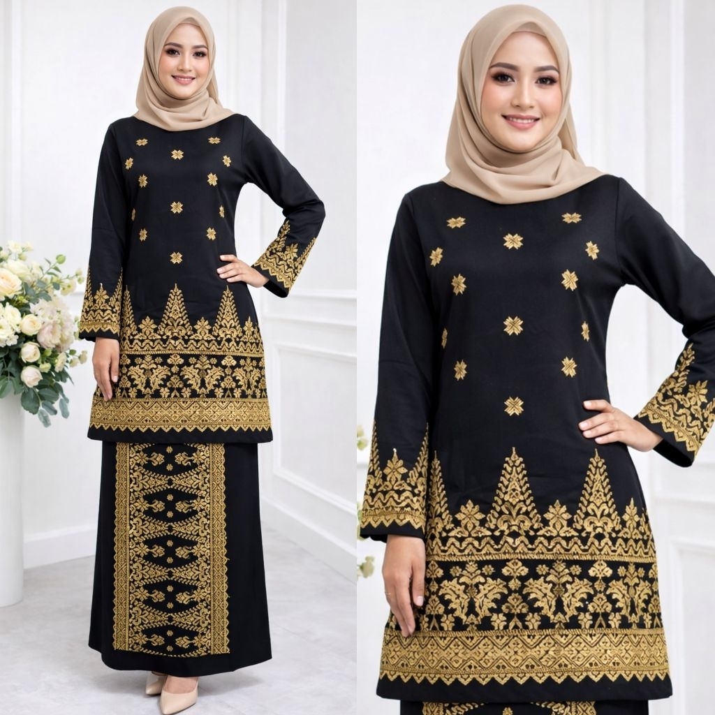 SETELAN BAJU KURUNG BORDIR SONGKET PUCUK REBUNG
