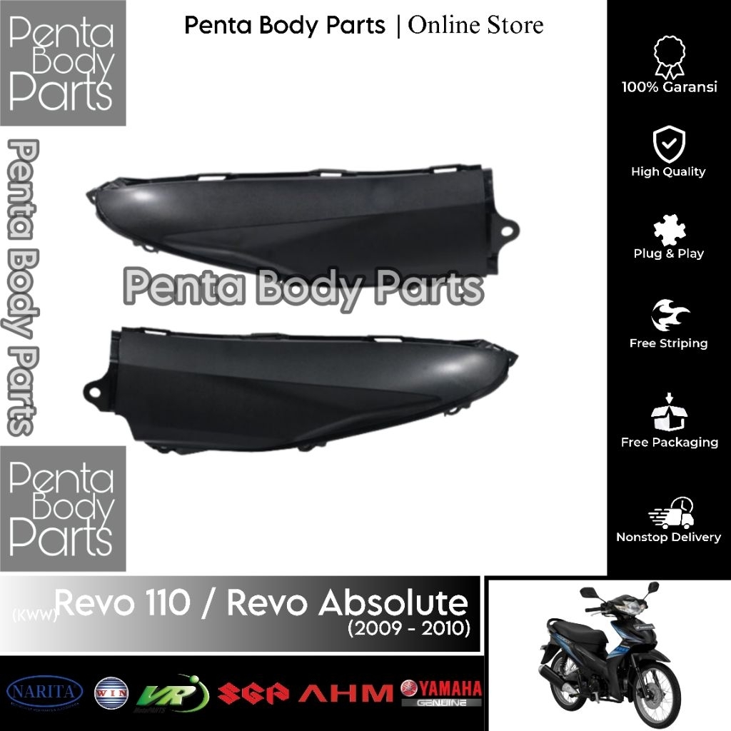 Cover LR Center Side Revo 110 (KWW) - Box Aki Accu / Sambungan Body Hitam Revo Absolute 2009 - 2010