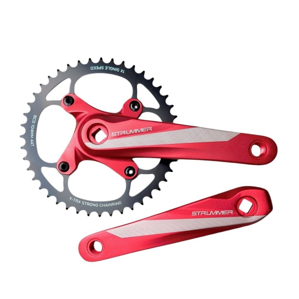 Crank Strummer HT1 CW-7 Chainring 44t BCD-104 crank sepeda BMX, Fixie type Square/ BB kotak HT1