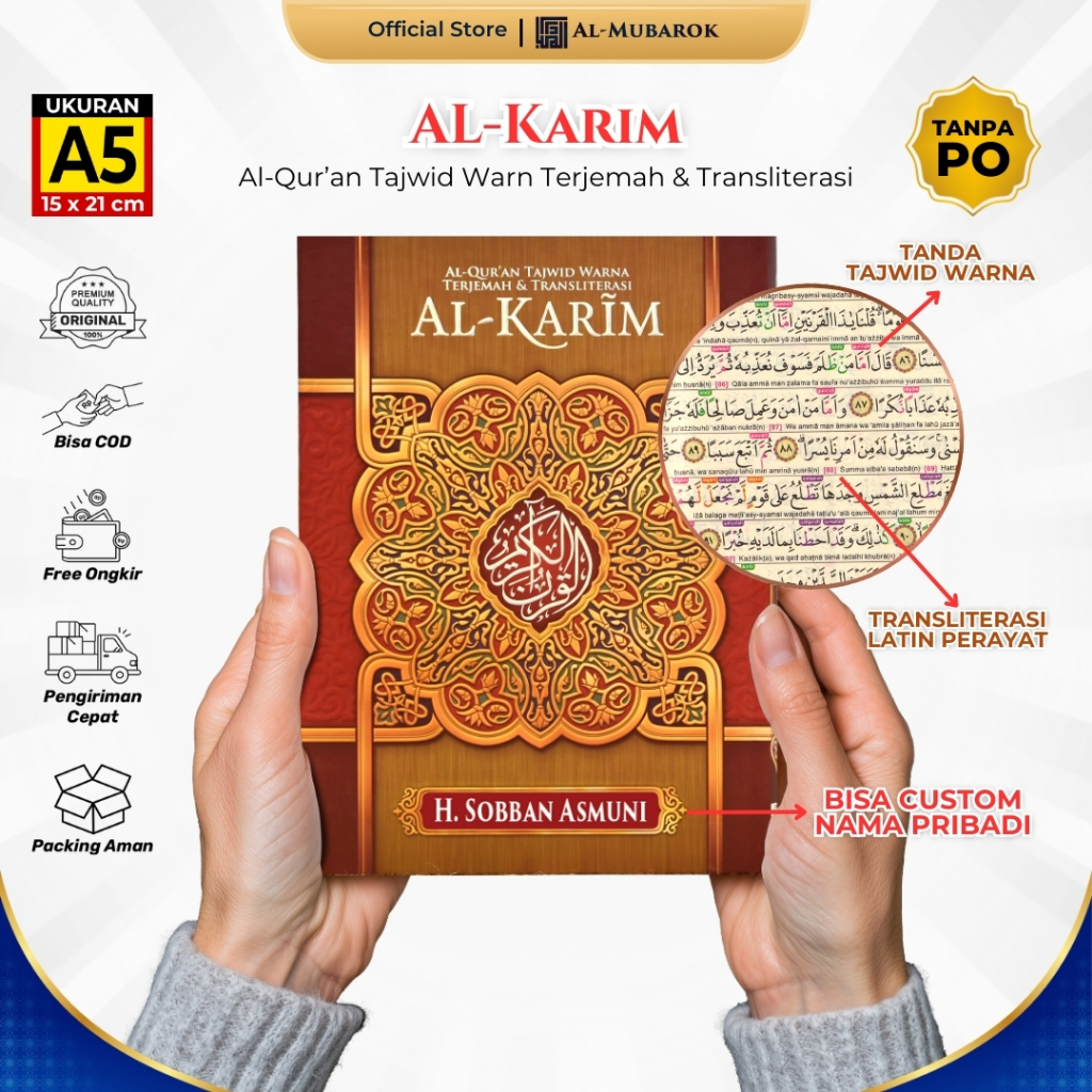 Al Quran Al Karim Terjemahan Tajwid Warna Warni Alquran Pemula Ada Latin Custom Nama Sedang A5