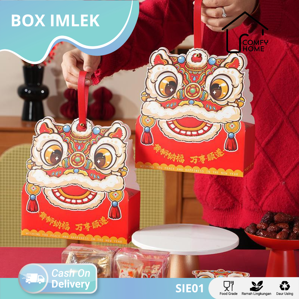 Kotak Hampers Imlek New Year Chinese/Kotak Toples Kue Kering Imlek / Box Hampers Imlek Barongsai SIE