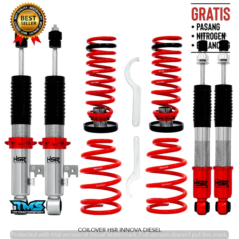 COILOVER HSR RED FRONT REAR TOYOTA INNOVA DIESEL SHOCK BREAKER VAREASI UNTUK TOYOTA INNOVA DIESEL
