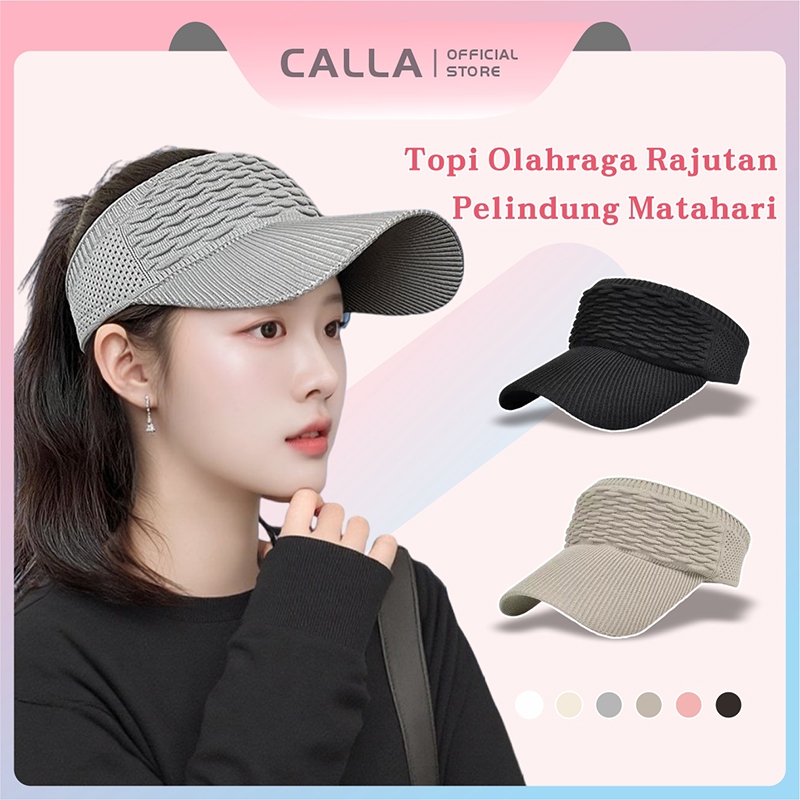 Calla Topi Golf Tennis Rajut Katun Elastis Topi Olahraga Wanita Gaya Korea Topi Golf Senam Pantai Un