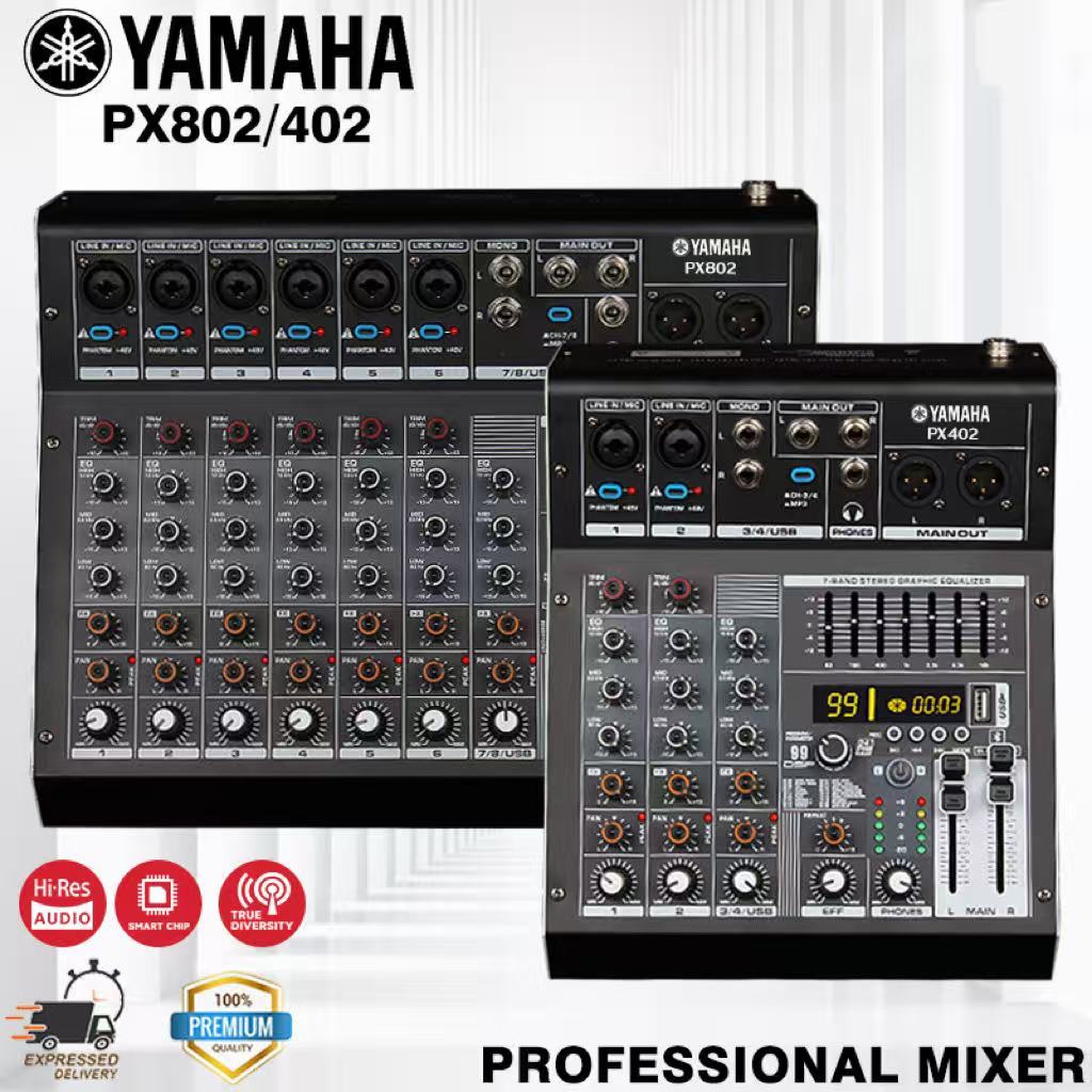 Yamaha PX402/PX602/PX802 MIXER 8 saluran mini mixer dengan tuning pertunjukan dengan 99 efek echo DS