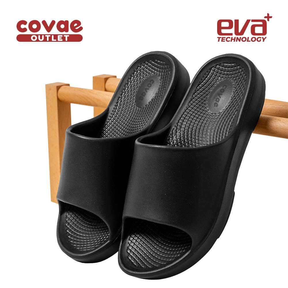 COVAE OUTLET Sandal SLEEK Sendal Slop Pria Korea Insole Arch Support Empuk Nyaman Anti Slip - Black