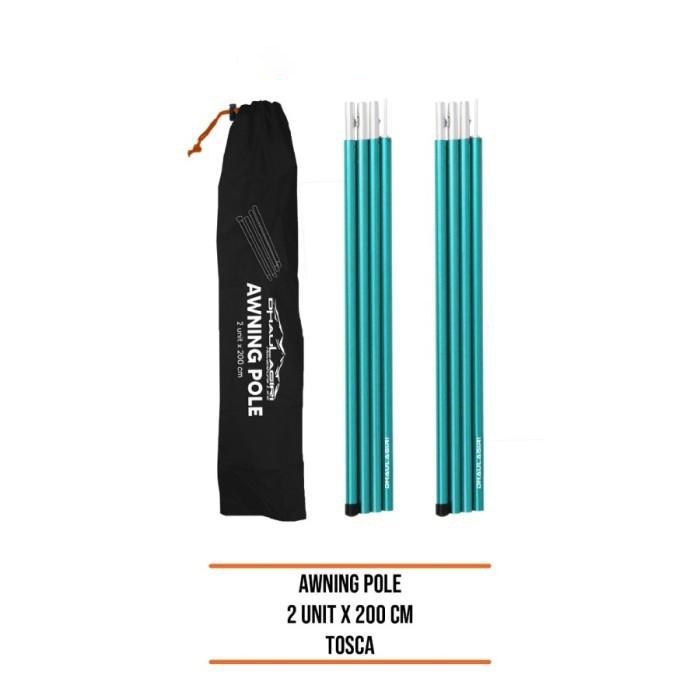 Decathlon Hike - Tiang Flysheet 2X200 Cm Awning Pole Kuat Aluminium Original