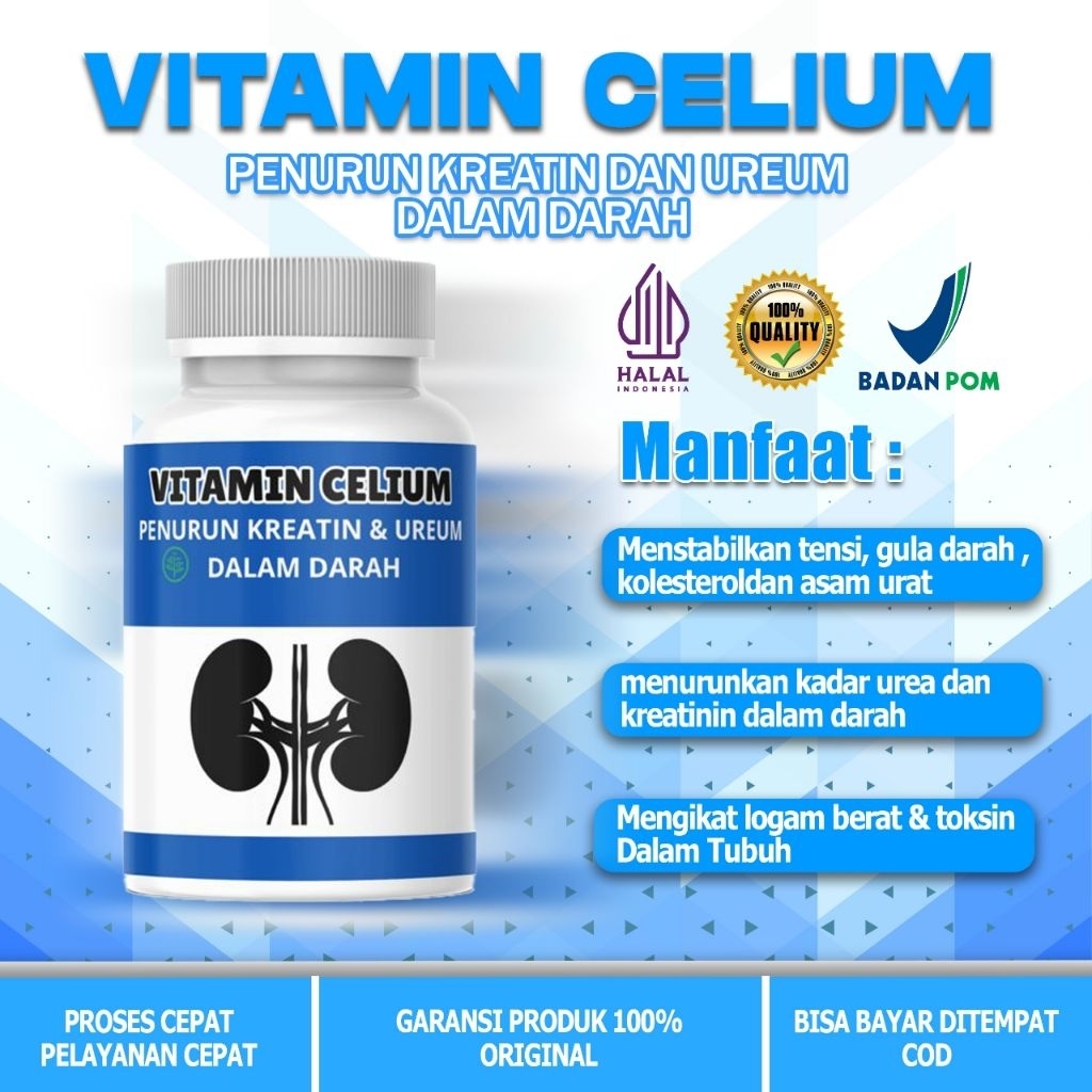 Vitamin Celium Herbal Halal Membantu Menutrisi Ginjal Menurunkan Kreatin & Urea Dalam Darah Suplemen
