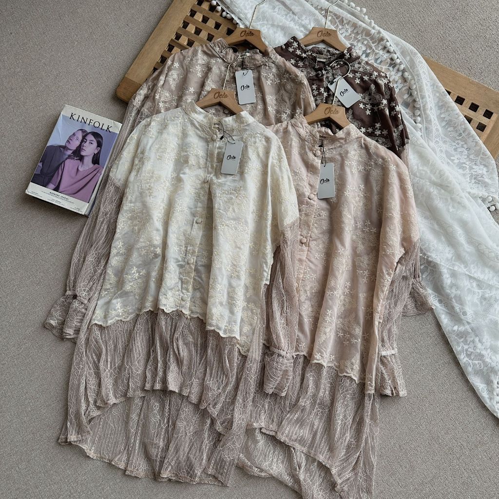 Oclo Yasmeera Tunic Katun Embroidery Katun Lebaran Premium Bahan Organza OCL01597