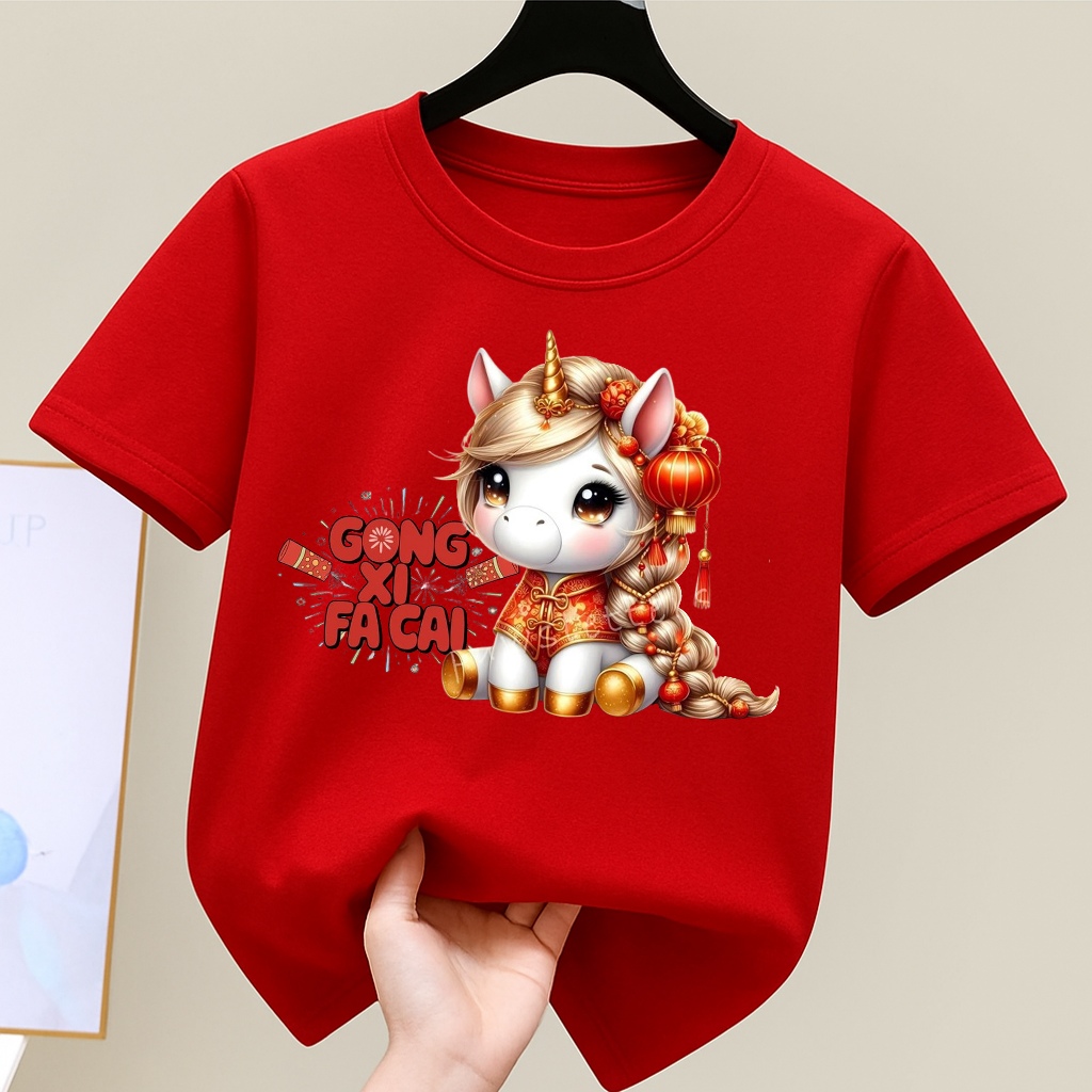 BAJU KAOS ANAK GONG XI FA CAI SPESIAL IMLEK UNTUK ANAK  PEREMPUAN USIA 1-12 TAHUN