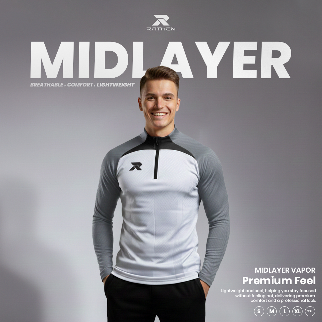 RATHEN - MIDLAYER VAPOR PRO 2.0 JAKET TRAINING OLAHRAGA PRIA LENGAN PANJANG RUNNING BOLA GYM