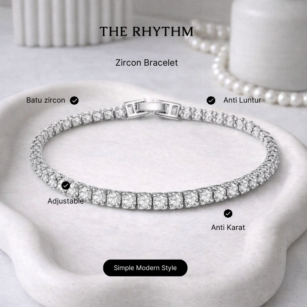 GBZS18 - Stone Zircon Bracelet Gelang Zircon Asli Bentuk Klip