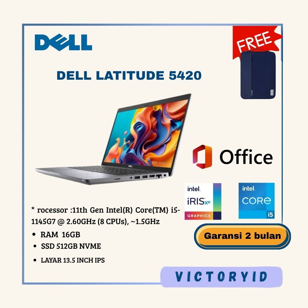 DELL LATITUDE 5420 I5 GEN 11 RAM 16GB SSD 512GB ULTRABOOK