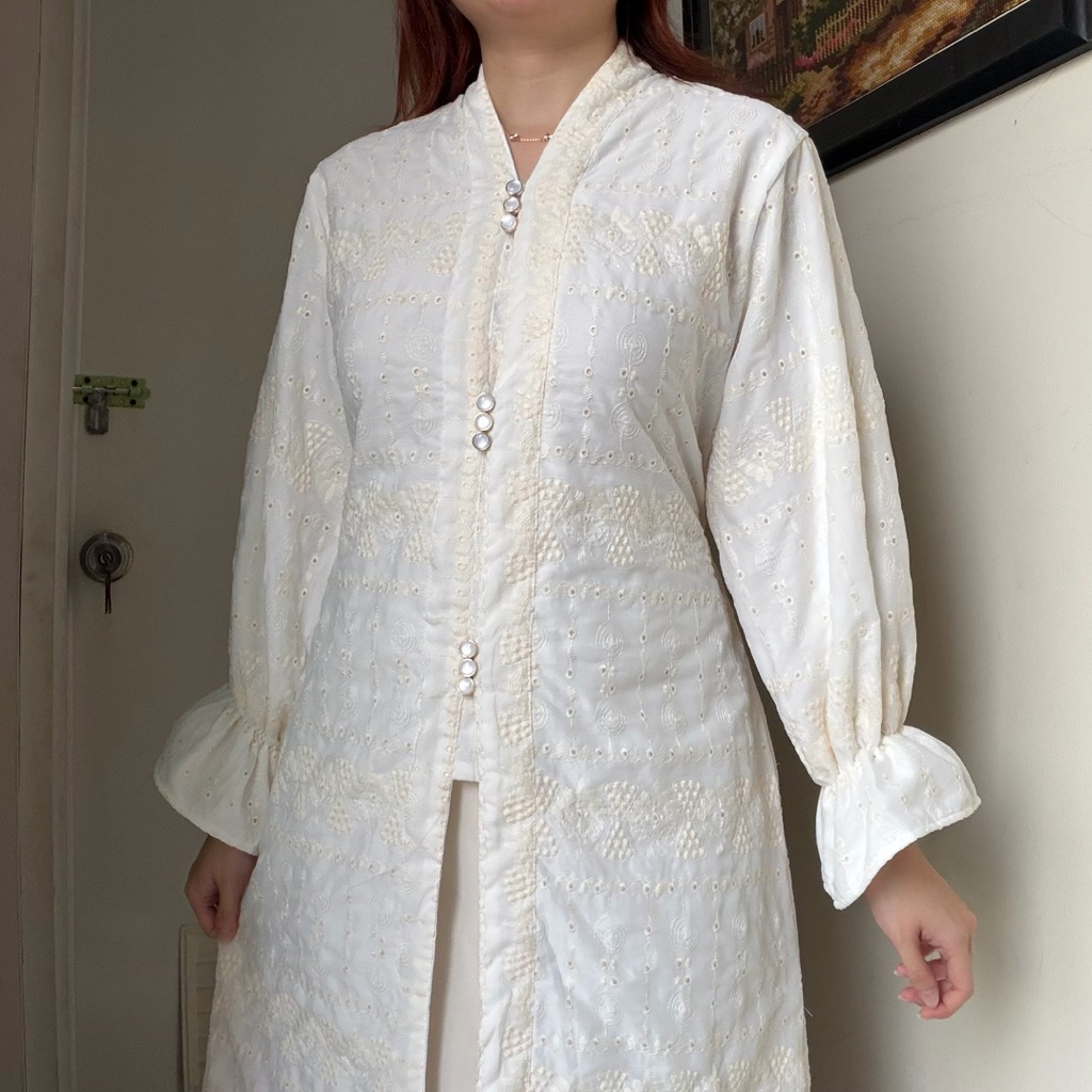 Almira Long Tunik Midi Top Atasan Dress Blouse Wanita Kerja Kondangan Lebaran Raya Wedding Wisuda