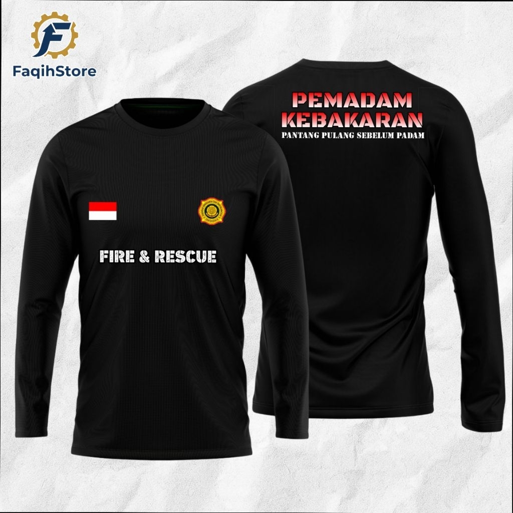 Kaos Damkar Pemadam Kebakaran Tangan Panjang - Kaos Jersey Damkar - Kaos DryFit Damkar
