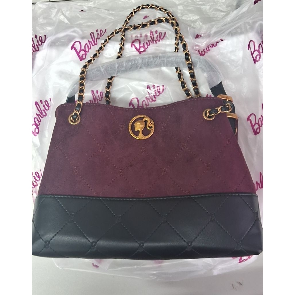 tas barbie cendol ungu hitam mirip chanel