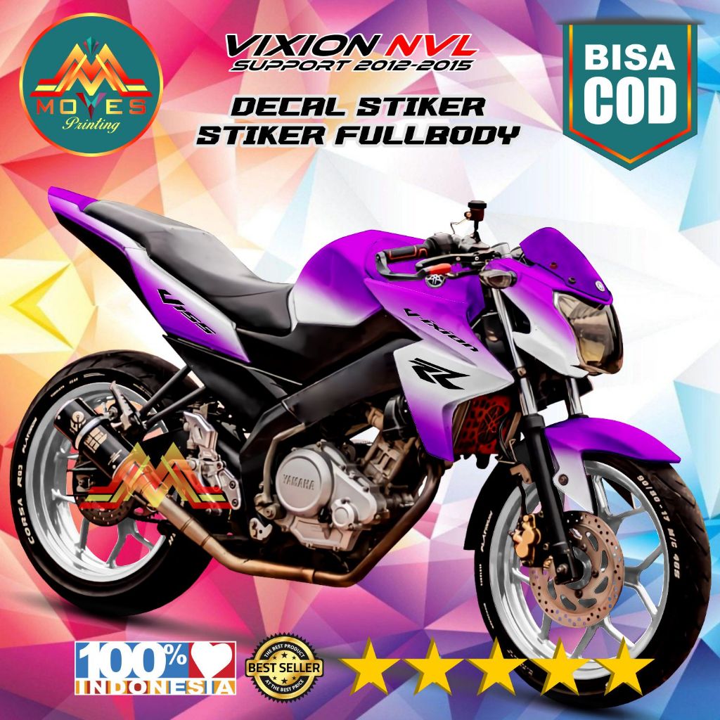 Stiker Vixion New Full Body Decal Vixion NVL Kombinasi Bunglon Putih List rr Stiker Variasi Vixion N