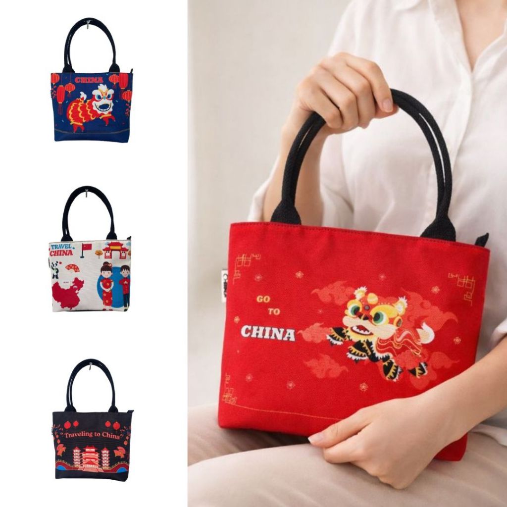 Tas Handbag Wanita Kanvas Lucu Souvenir Tutup Resleting Lucu Dan Unik Oleh Oleh China