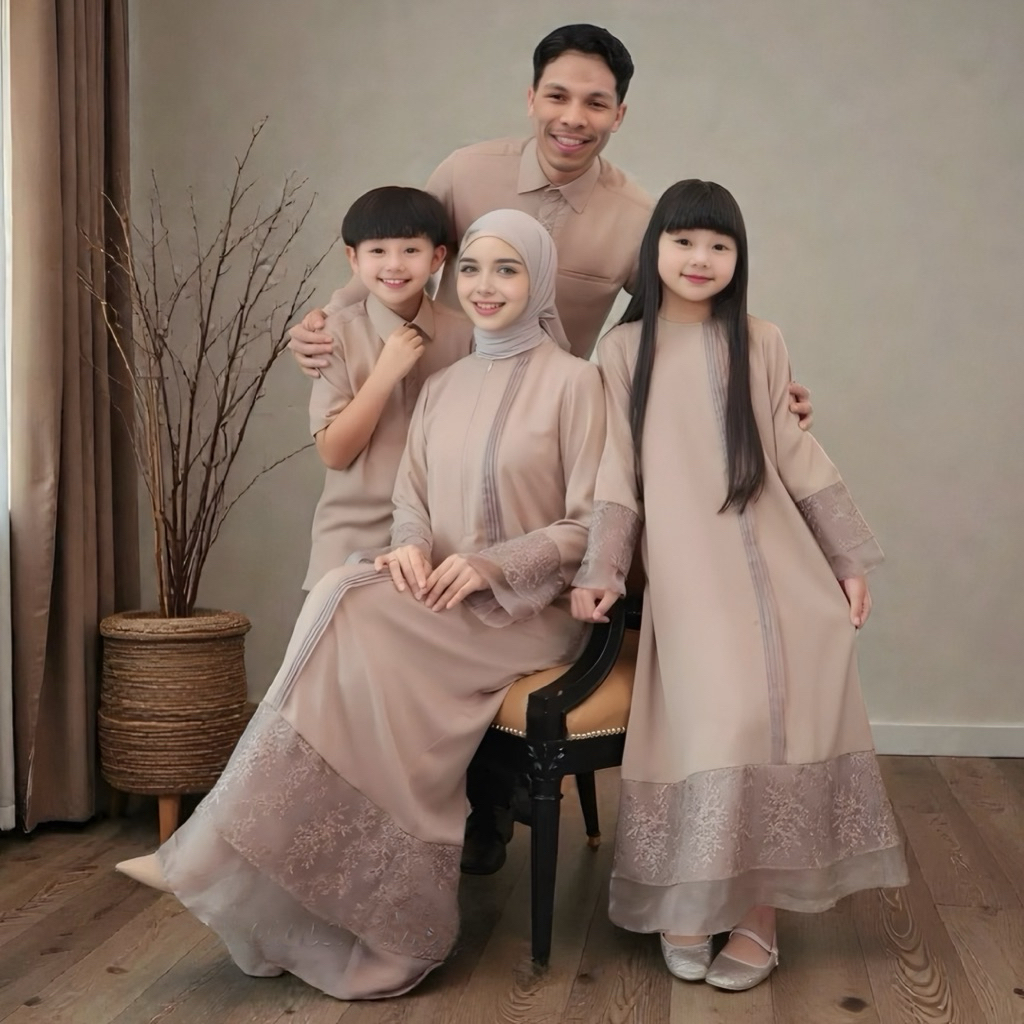 Kamela Abaya Sarimbit Premium Lebaran 2026 Gamis Abaya Ibu Gamis Anak Koko Ayah Koko Anak Couple Kel