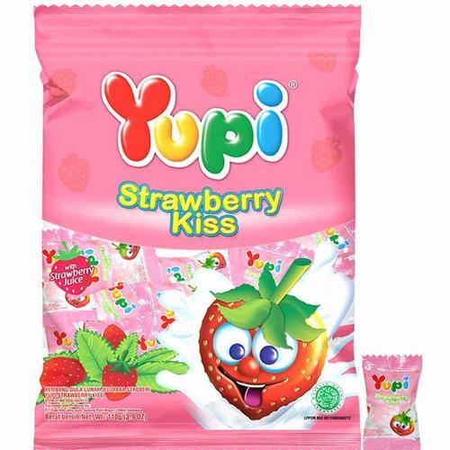 Yupi Candy Gummy Kiss Strawberry 120gr | Permen Jelly Stroberi