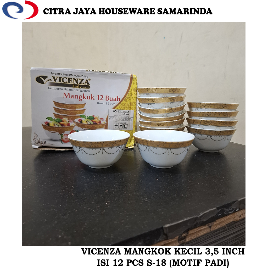Mangkok Kecil / Mangkok Cuka Keramik 3,5 Inch VICENZA S-18 MOTIF PADI (PER 1 SET ISI 12 PCS)