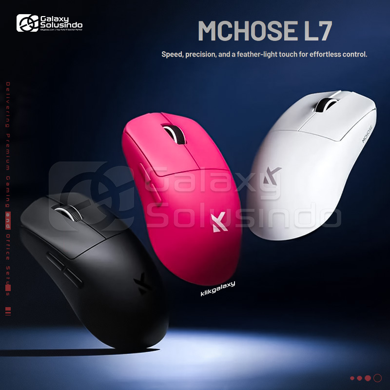 MCHOSE L7 ULTRA PLUS Tri-Mode Wireless Gaming Mouse - Black / White / Rose Red - CG