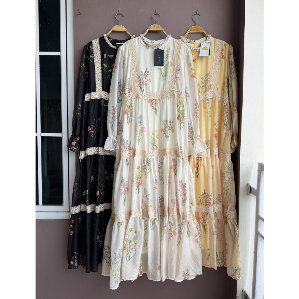 gamis najwa, dress lfy, gamis kev, gamis bkk, gamis putih, white maxi, dress katun bordir, gamis eye