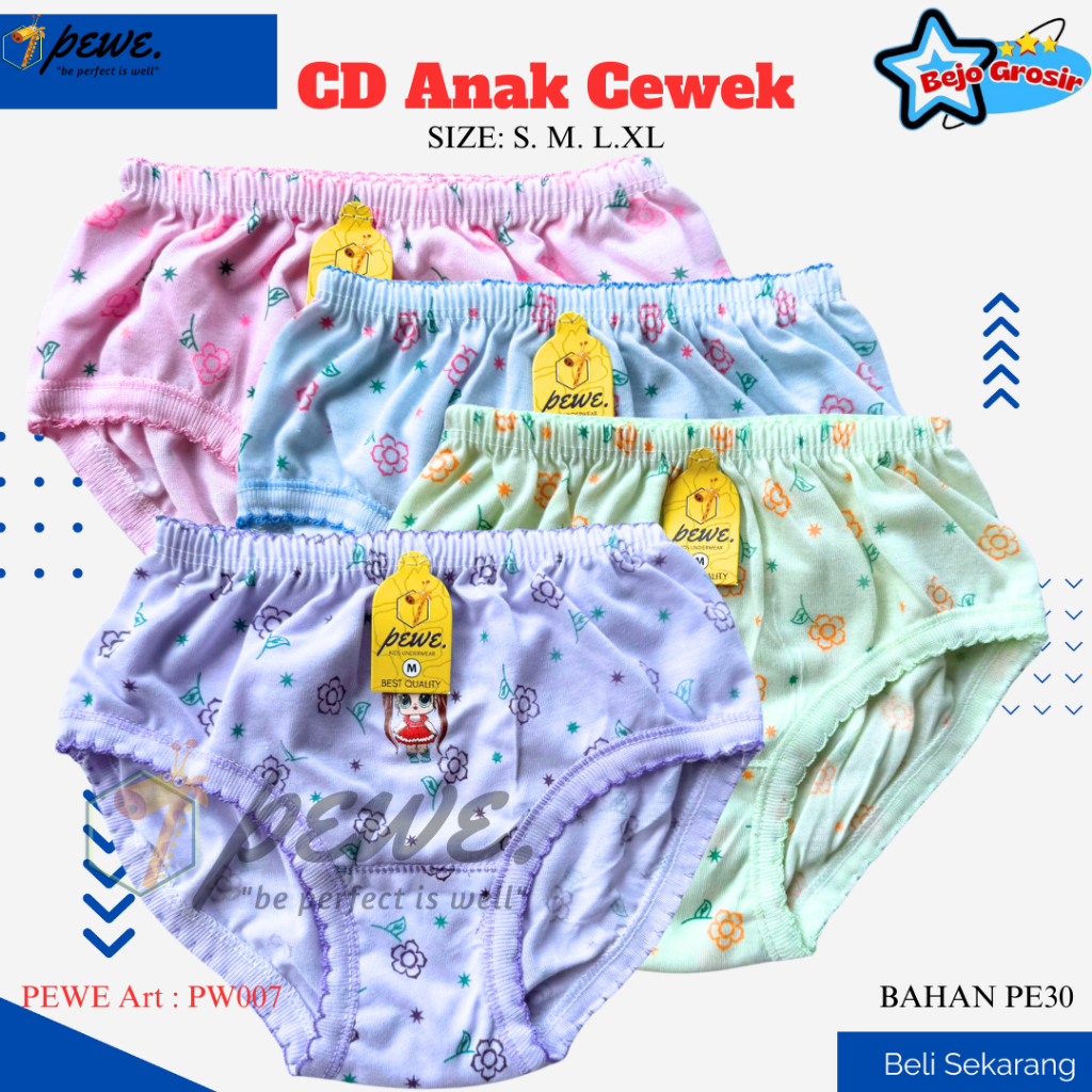 12 Pcs Celana Dalam Anak Perempuan – Cantik, Lembut & Adem Nyaman di pakai | Grosir CD Karakter Bung