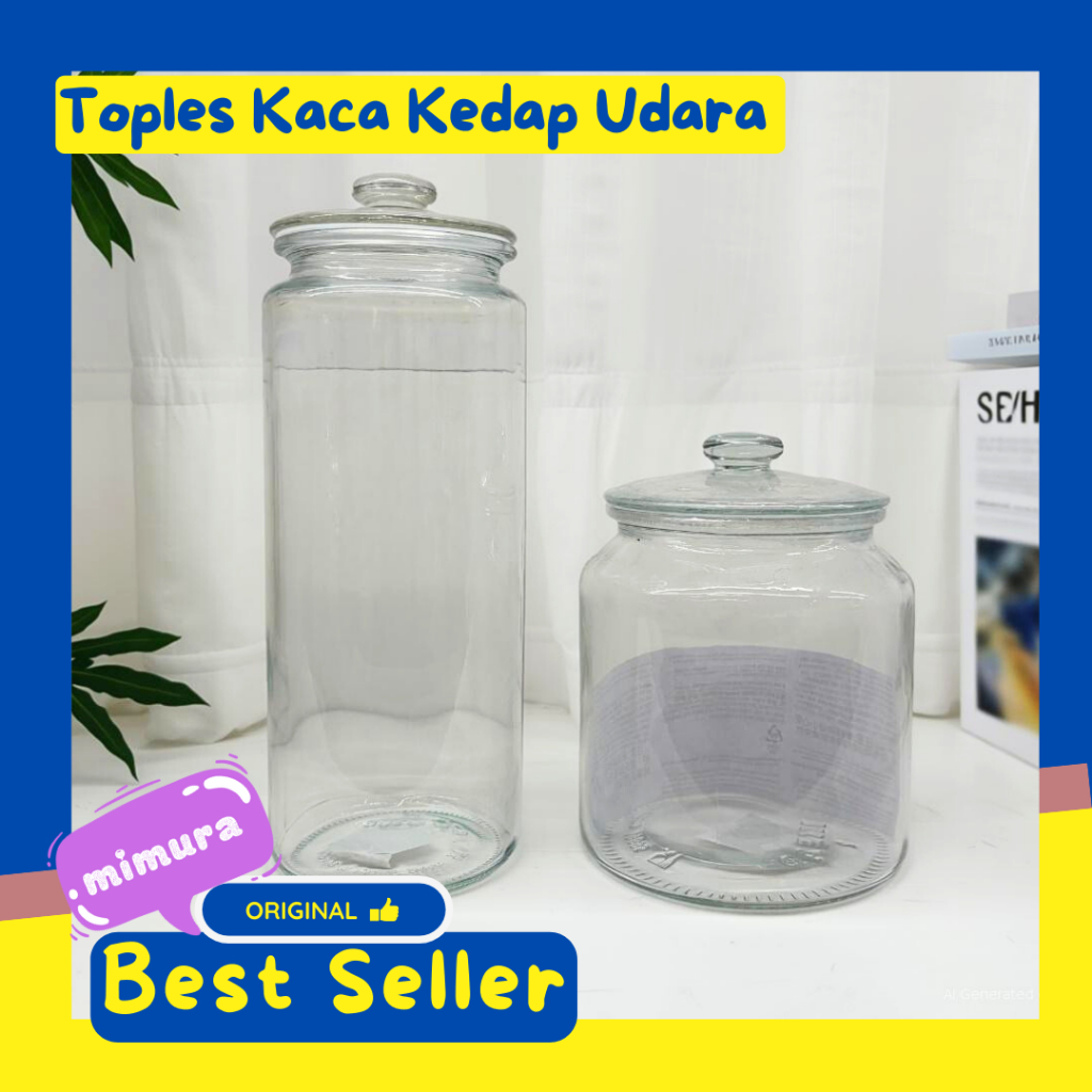 Toples Kaca Tempat Penyimpanan Makanan Stoples Glass Jar Food Storage Toples Kaca Jadul Klasik Kedap