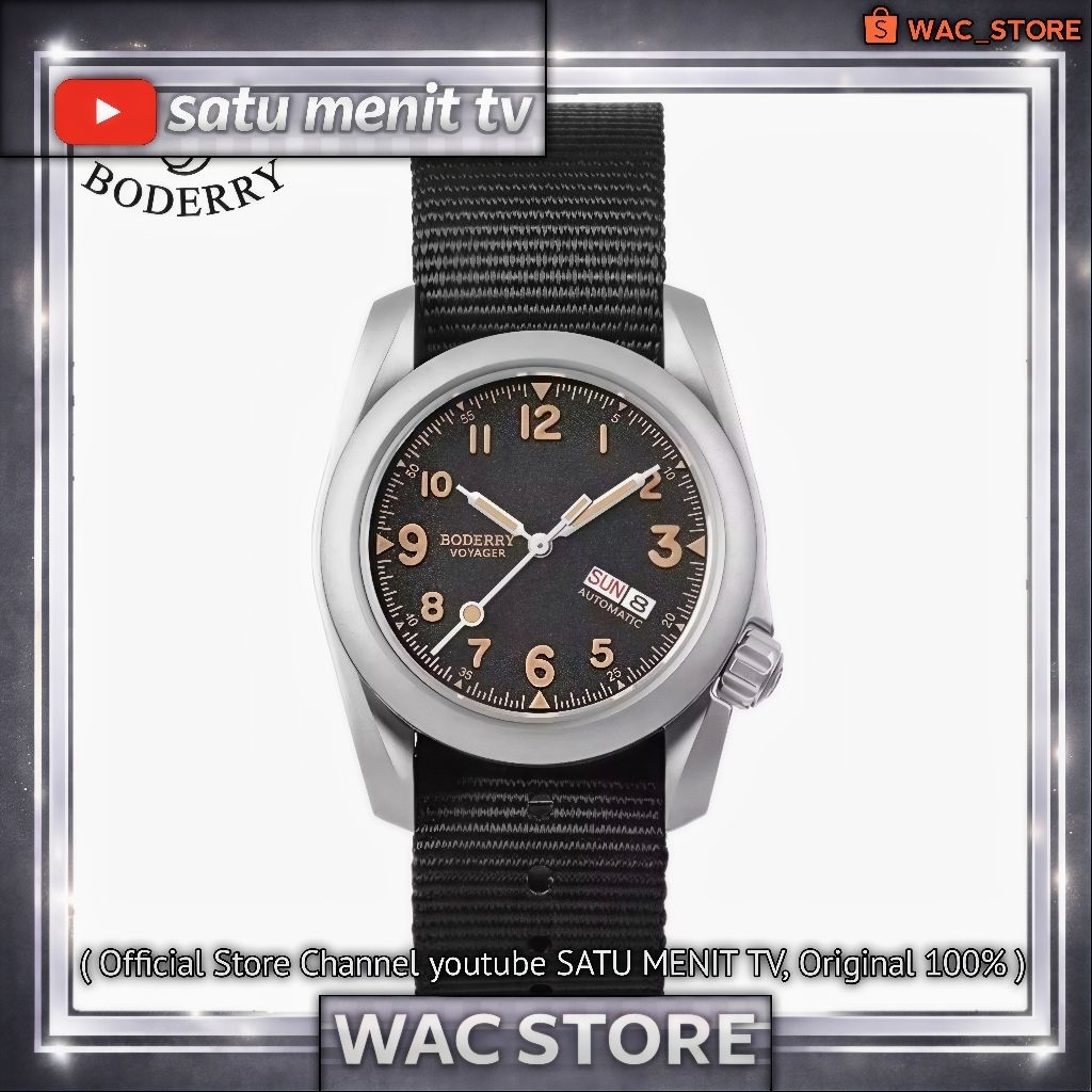 NEW BODERRY VOYAGER FULL TITANIUM CANVAS STRAP TEKSTUR DIAL SEIKO NH35 A AUTOMATIC JAPAN MOV  SAFIR 