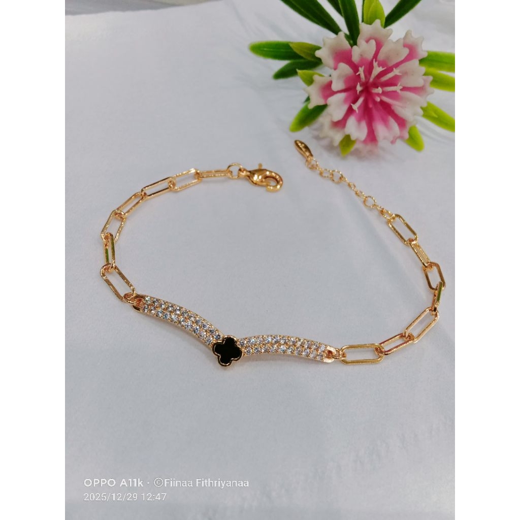 Gelang Fuji Vancleef Rantai Paperklip Remaja Dewasa Model Terbaru Mirip Emas