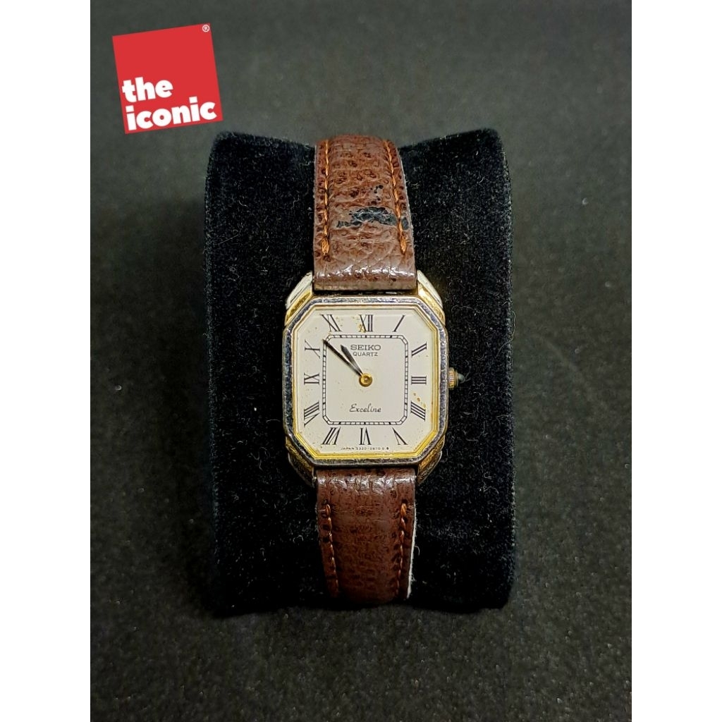 Seiko Exceline Tank Ladies 2320-6440 Roman Dial Two Tone