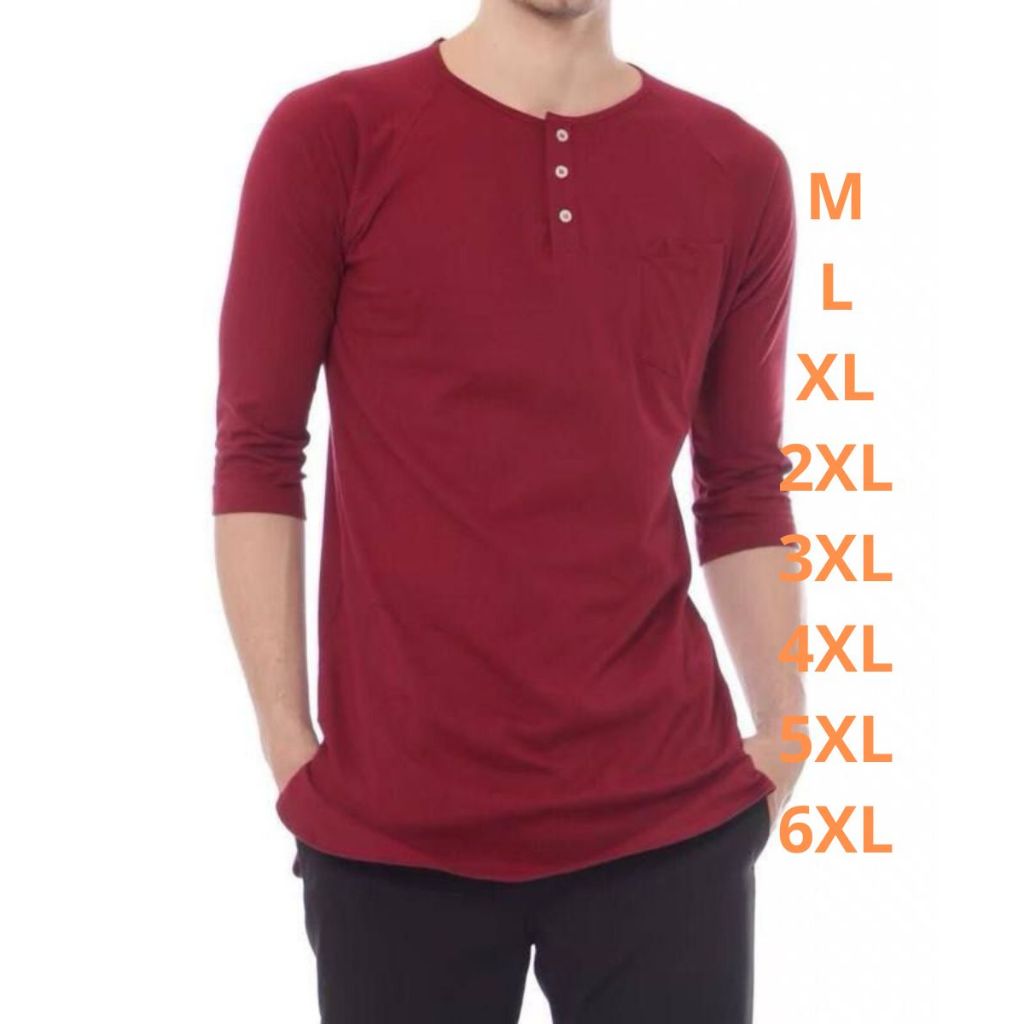 Kaos Koko Kurta Pria Lengan 3/4 | Baju Muslim Casual | Adem & Nyaman | Big Size M–7XL