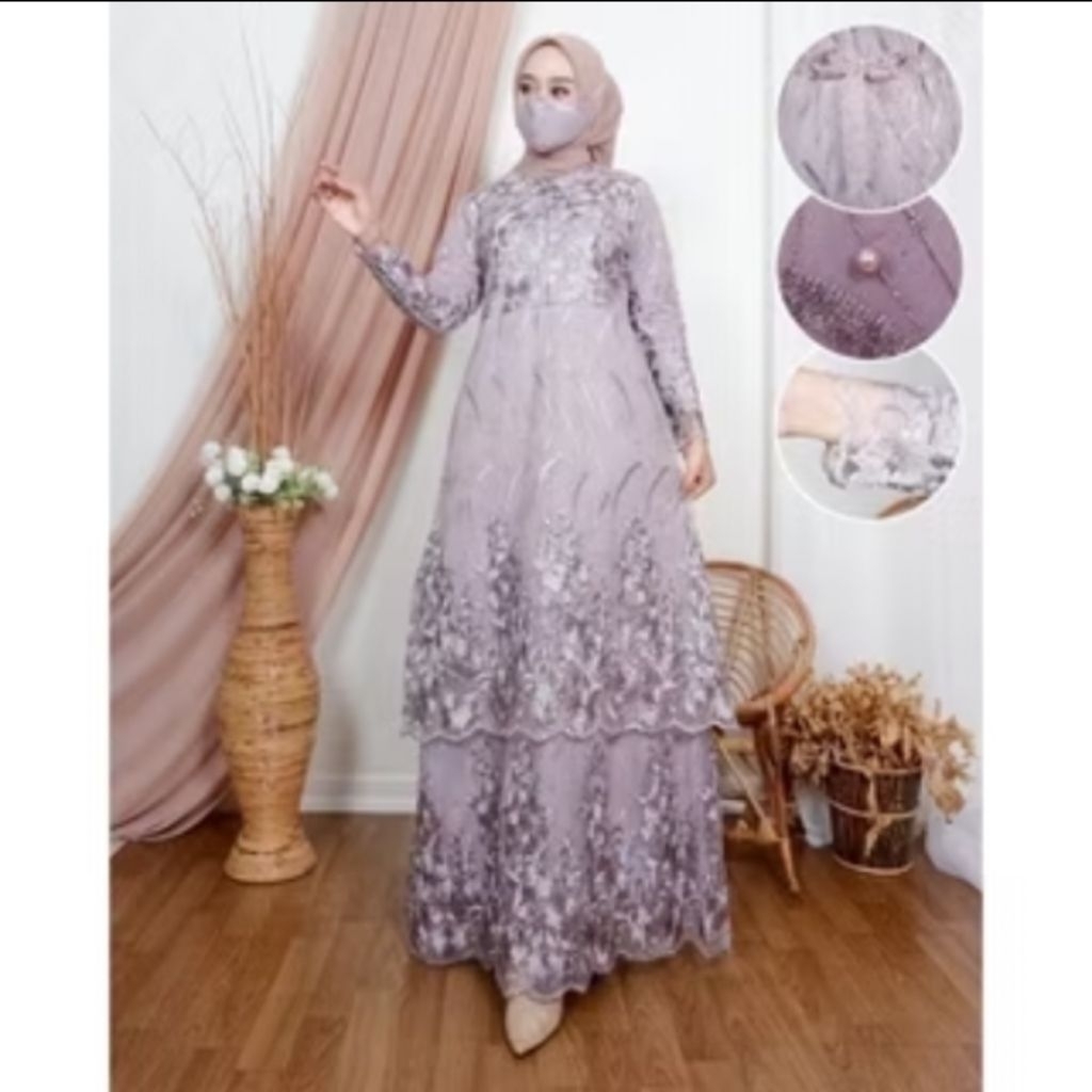 #Maxi Namira#Gamis brokat tile tingkat Malaysia terbaru#Gamis hajatan