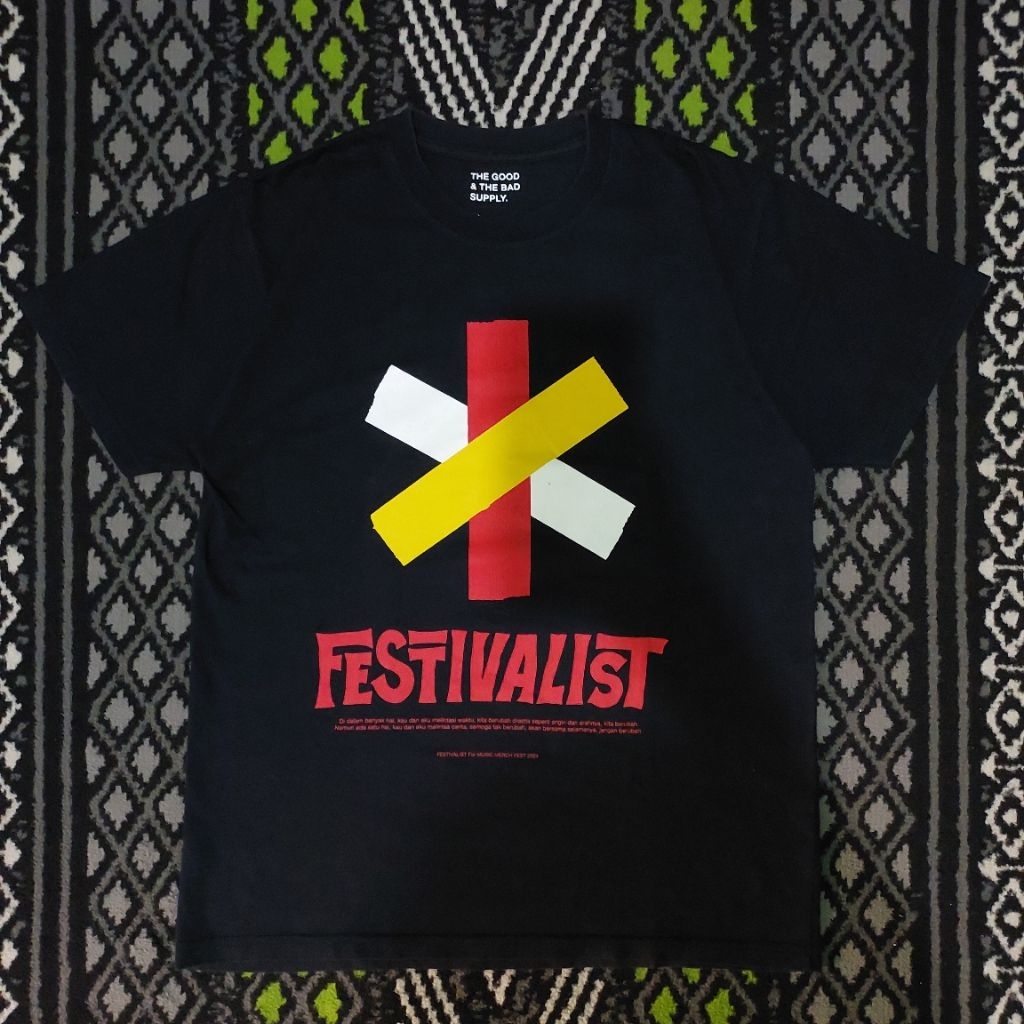 T-shirt FSTVLST - Merch Music Fest 2024 | Used Very Good Condition | Hitam | Official Merchandise