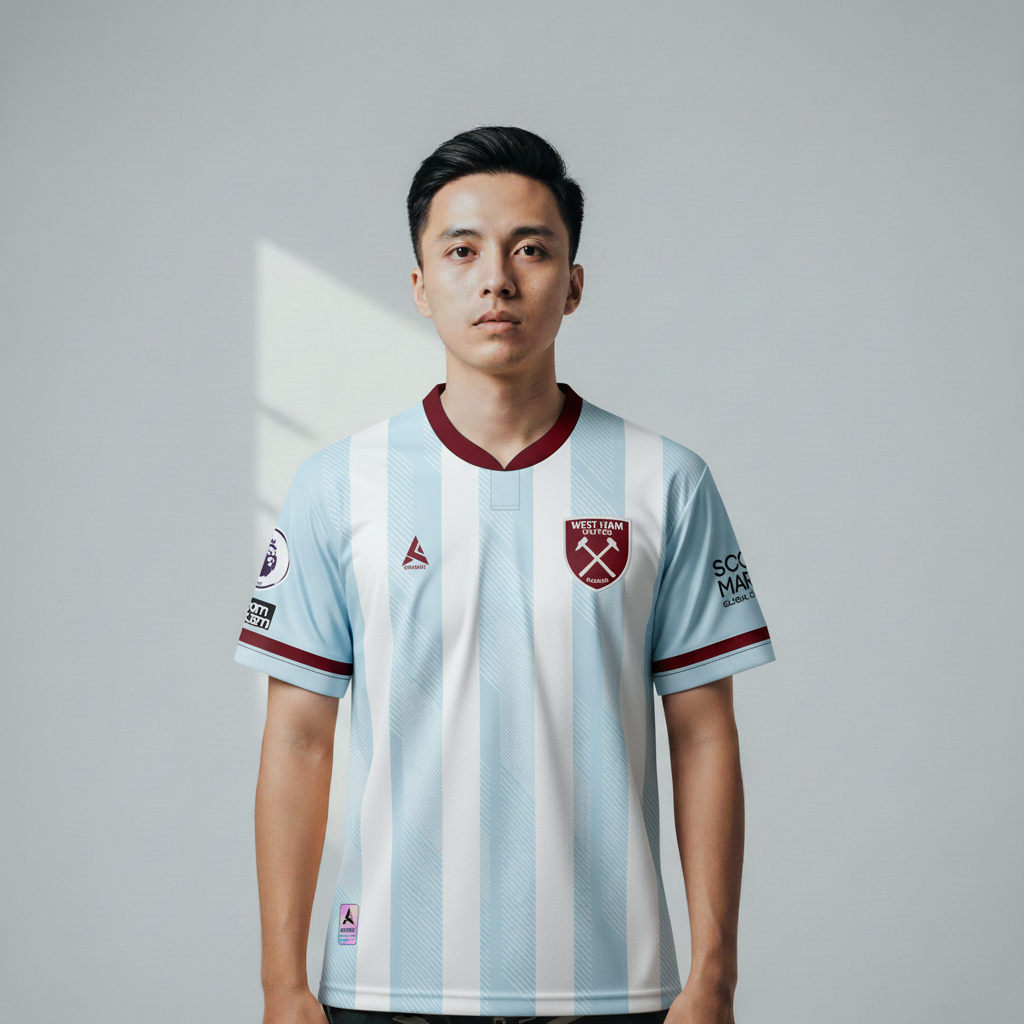 ATHLETIC SPORTWEAR - Jersey Vintage Bola Fantasy West Ham Away 2021-22 Fullprinting Casual - Atasan