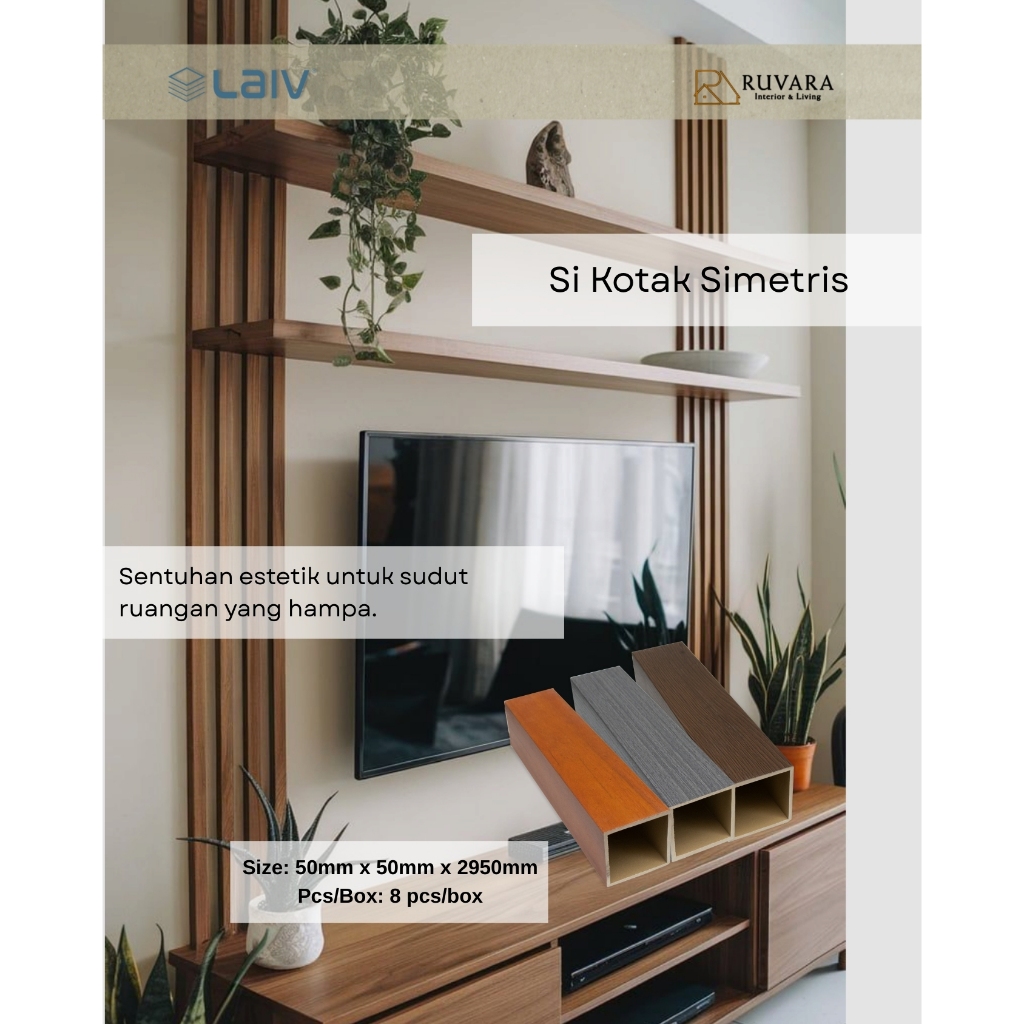 Partisi PVC 50x50mm Panjang 295cm | Hollow Dekoratif Interior | Sekat Rak TV & Dinding