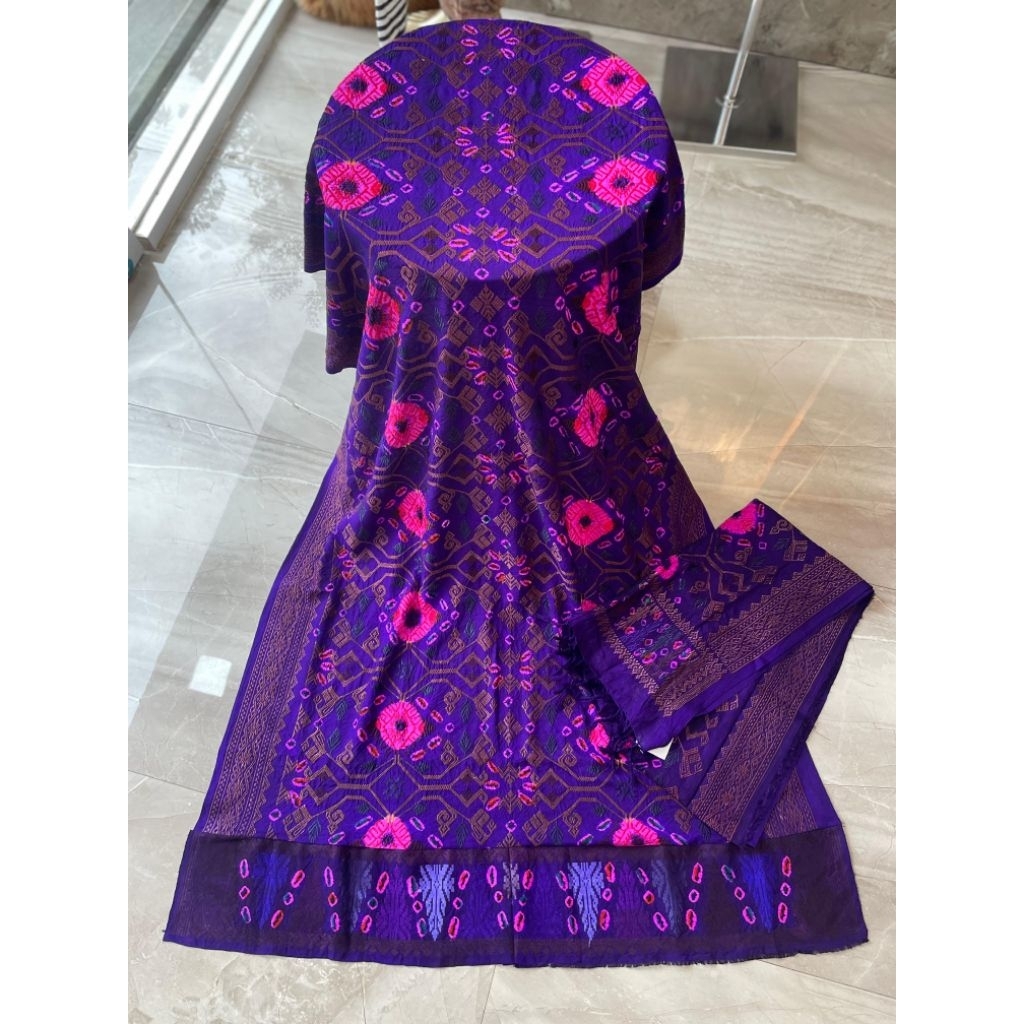 kamen sutra jumputan semi songket set selendang