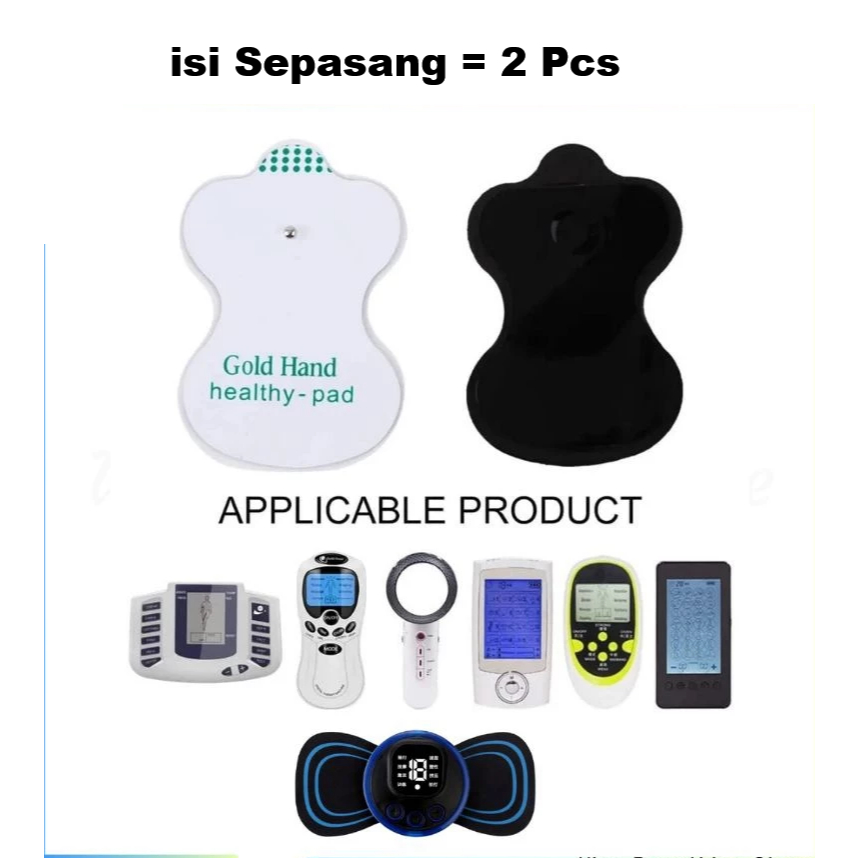 Sepasang Gold Hand Gel healthy Pad Refill Pengganti Stiker Alat Tempel Tempelan Elektroda Gel Pad Bantalan Terapi Pijat EMS Pijat Massage Elektrik fisioterapi Akupuntur TENS Listrik GelPad Digital Pulse Stimulator Sticker Gel Patches 1 pack isi 2 pcs