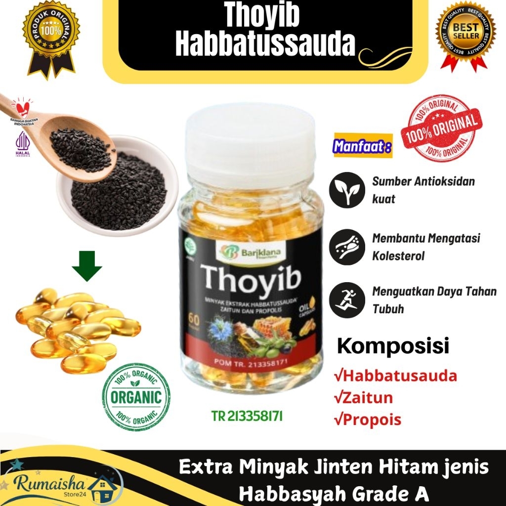 THOYIB Extra Minyak Habbatusauda (Jinten Hitam), Zaitun dan Propolis