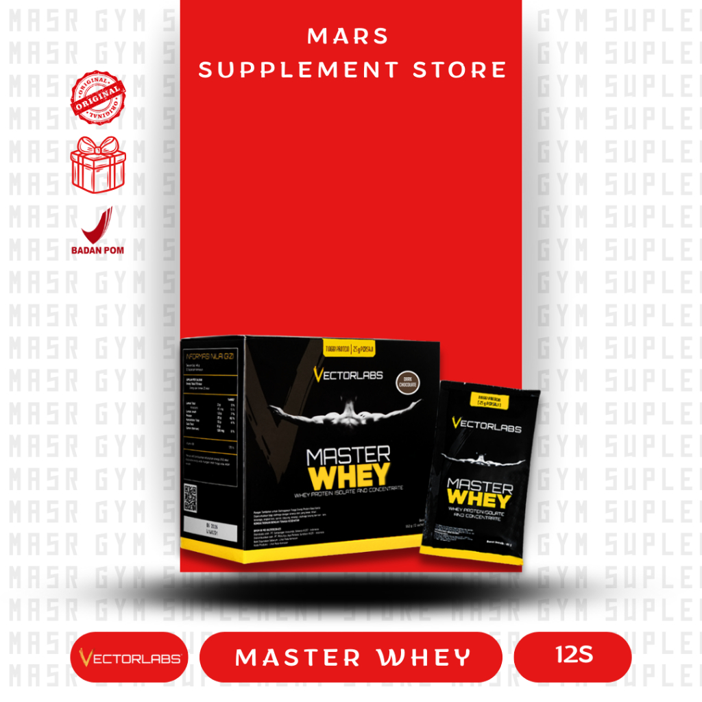 VECTORLABS MASTER WHEY BOX 12 SACHET SUSU WHEY PROTEIN BPOM