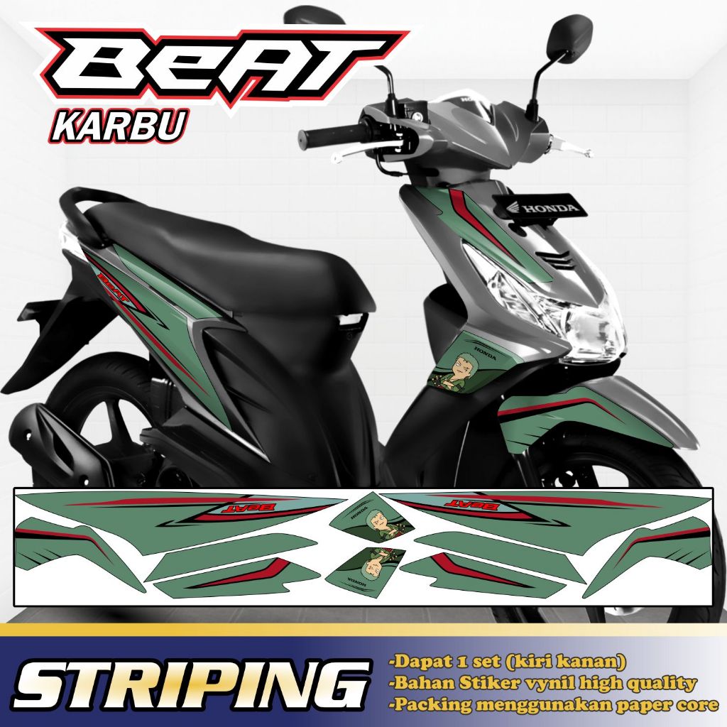 Stiker Motor Beat Karbu Striping Honda Beat Karbu Stiker Variasi Motor Beat Zoro