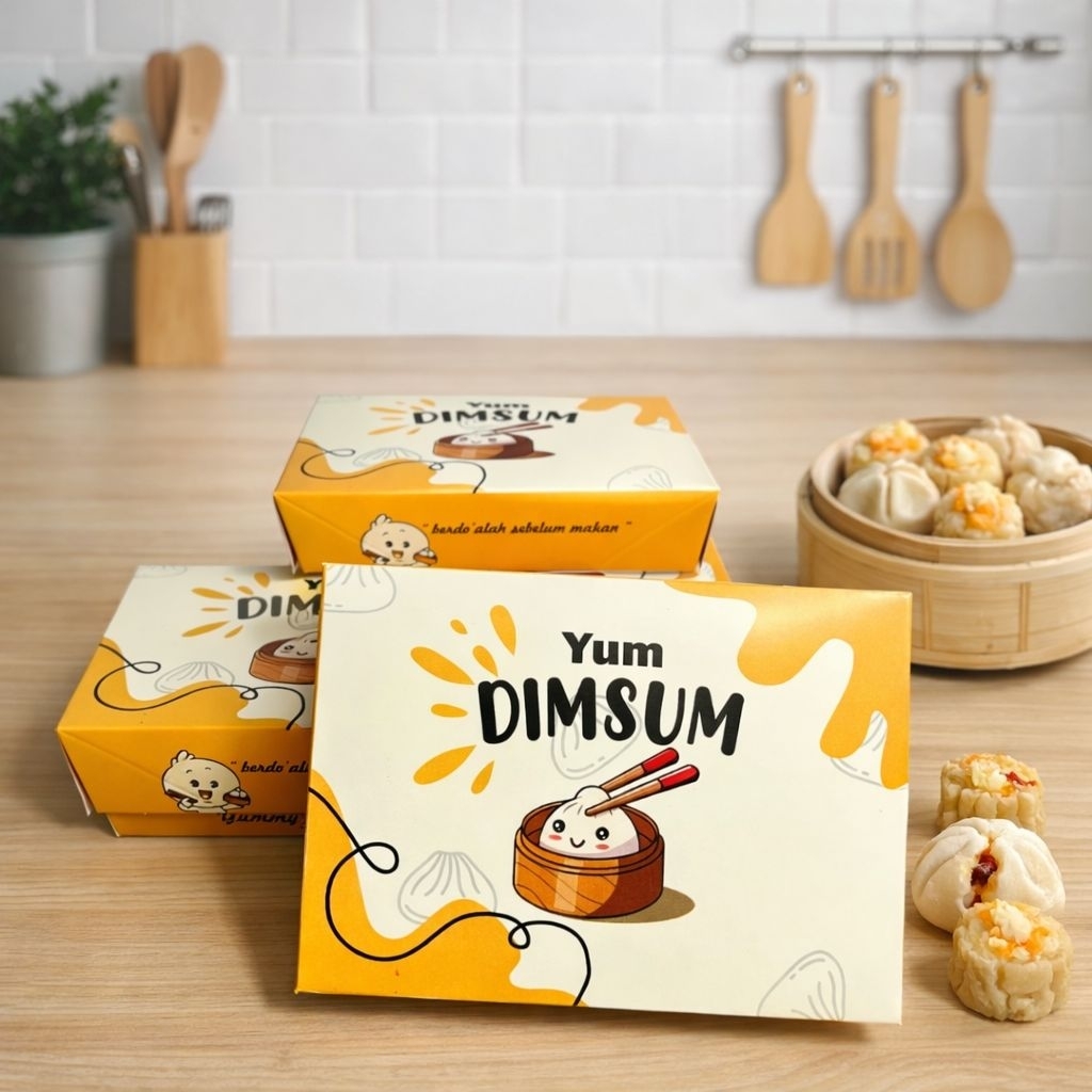 Box Dimsum ( Isi 50Pcs ) Lunch Box Size  S M Dimsum Ivory Dus Box Dimsum Laminasi Ivory Kotak Dimsum