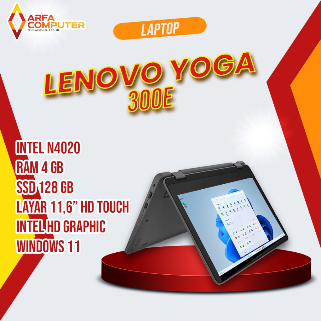 Laptop Second Premium Lenovo Yoga 300E Intel N4020 Ram 4GB SSD 128GB Windows 11 Original