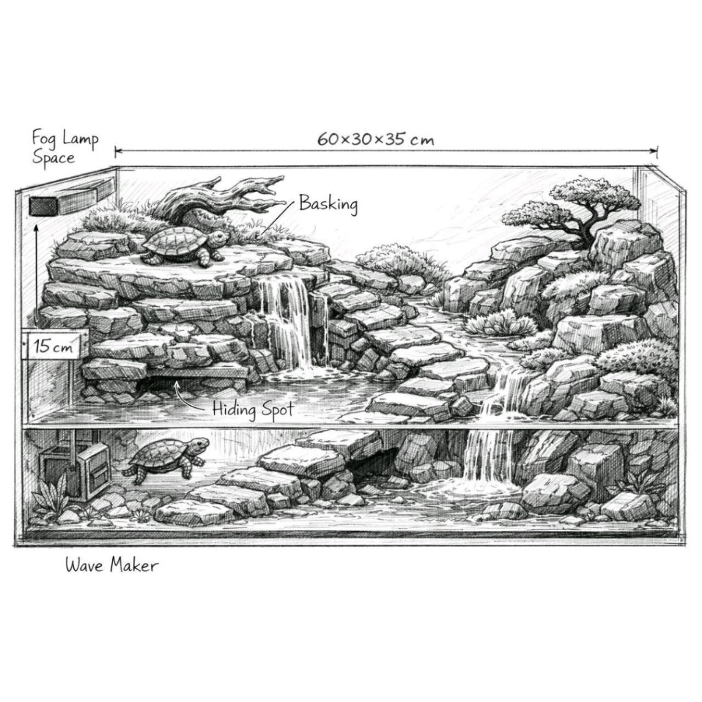 hardscape aquascape air terjun bonsai 50 cm