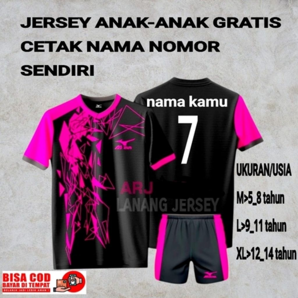 Jersey Bola Futsal Badminton Anak anak 6-14 Tahun Baju Olahraga